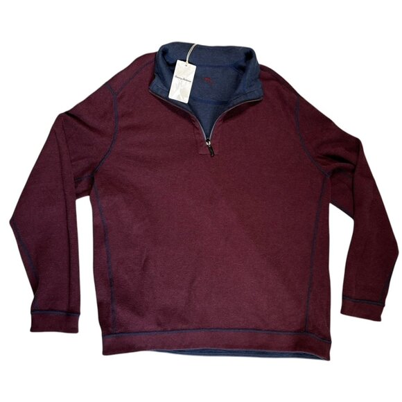 Tommy Bahama Flipshore Zip Reversible Pullover Sweater Size 2XLT Blue Burgundy - Picture 4 of 10